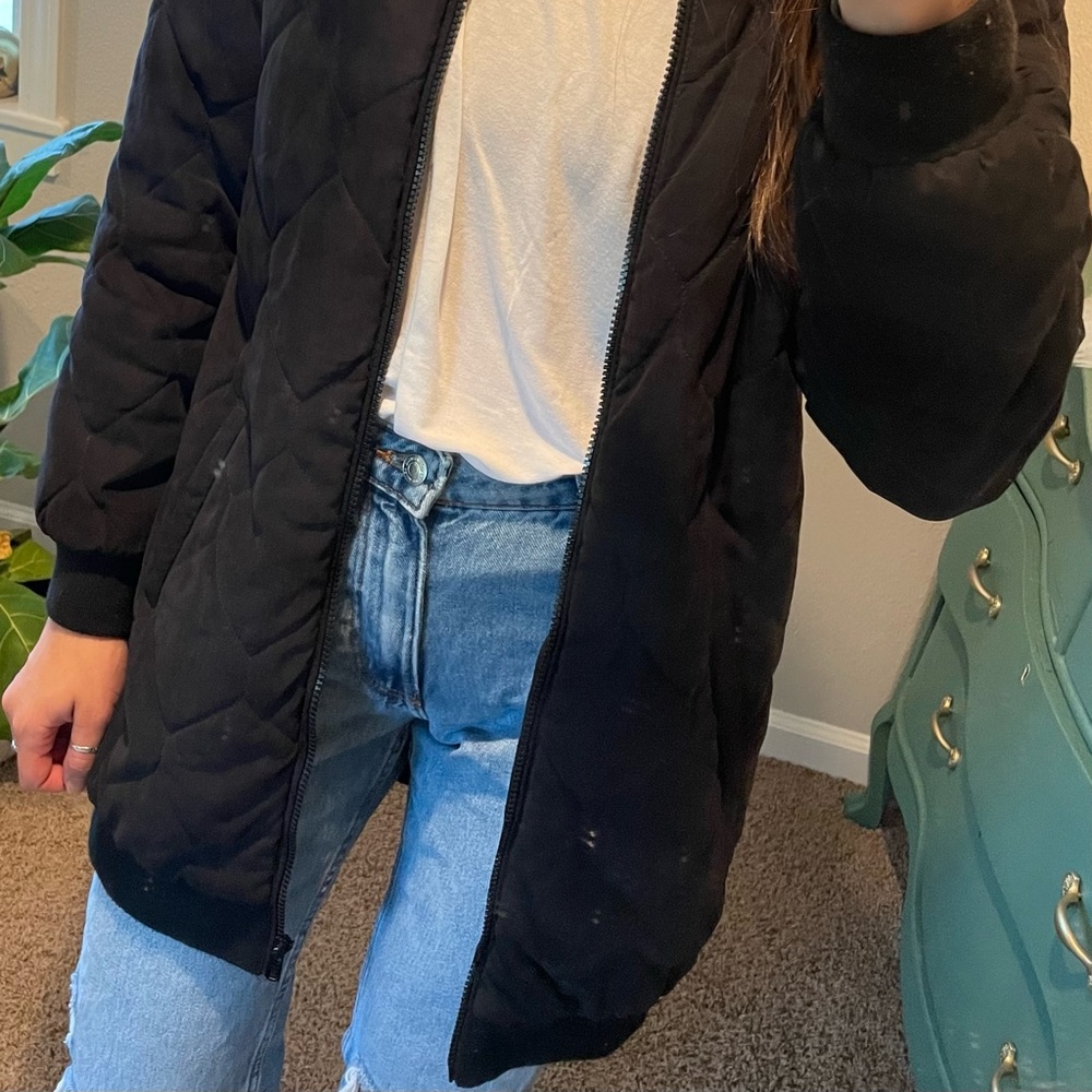 Quilted long bomber